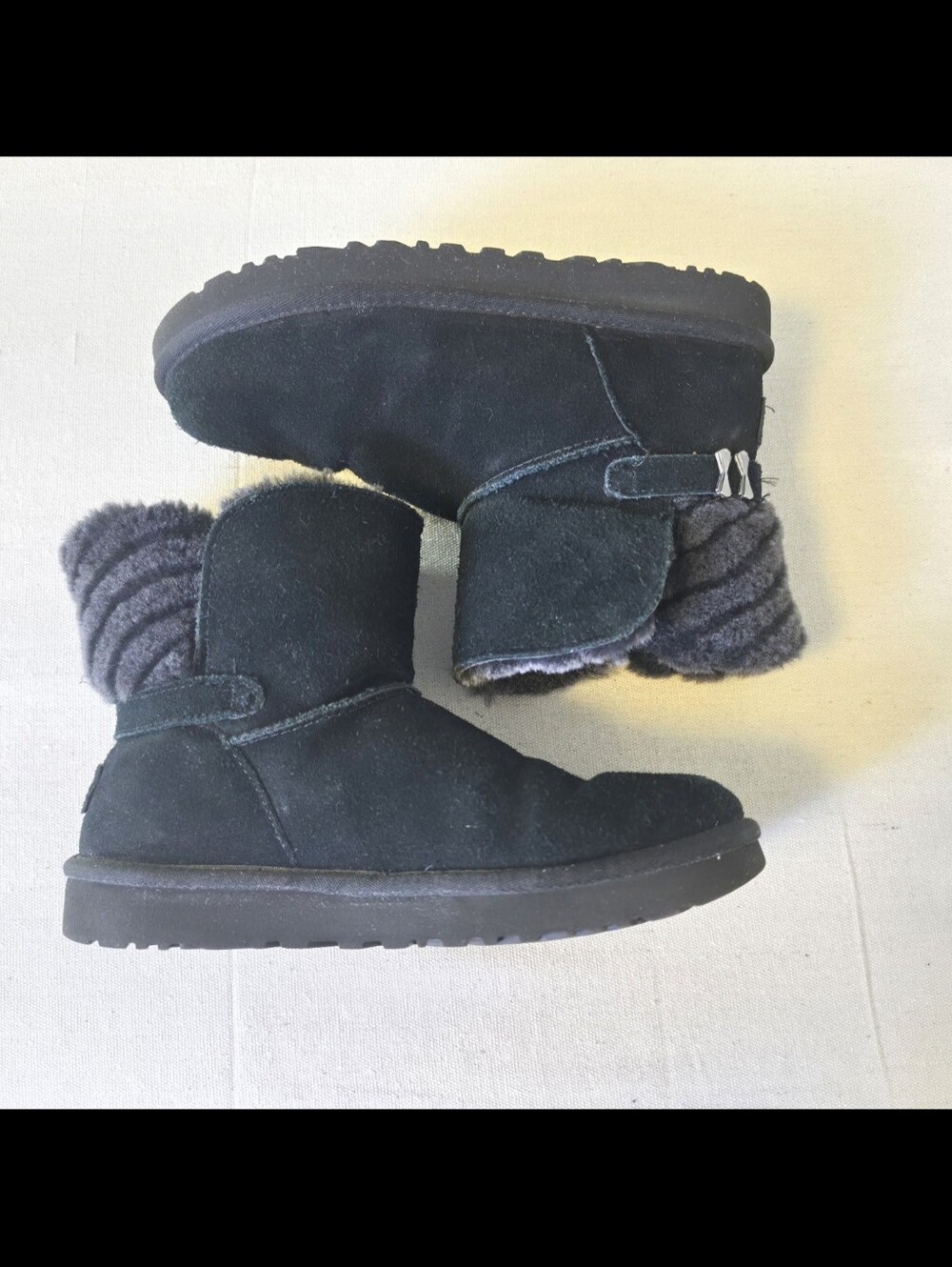 UGG Australia Adria Black Suede Sheepskin Boot 1013306 Women Size 8